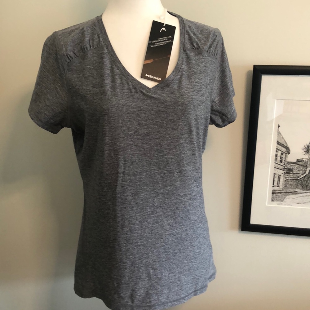 Ladies NWT HEAD V-Neck T-Shirt Heather Grey Size Large Excellent Conditi…